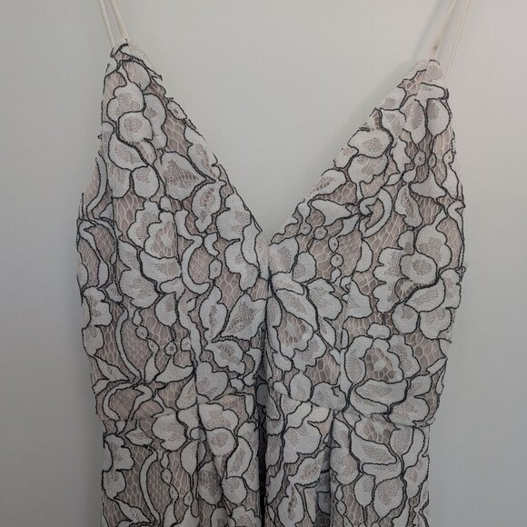 Tobi Hailey Rose Skater Dress Floral Strappy Lace Feminine Beige and White XS - Picture 3 of 6